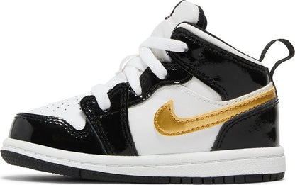 Jordan 1 MidPatent Black White Gold (TD)