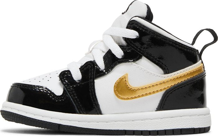 Jordan 1 MidPatent Black White Gold (TD)