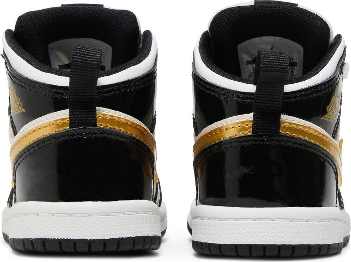 Jordan 1 MidPatent Black White Gold (TD)
