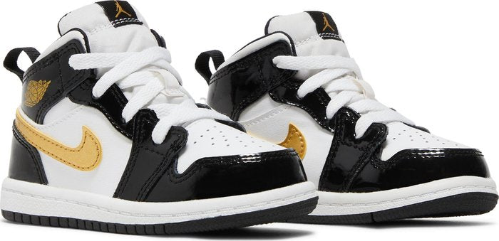 Jordan 1 MidPatent Black White Gold (TD)