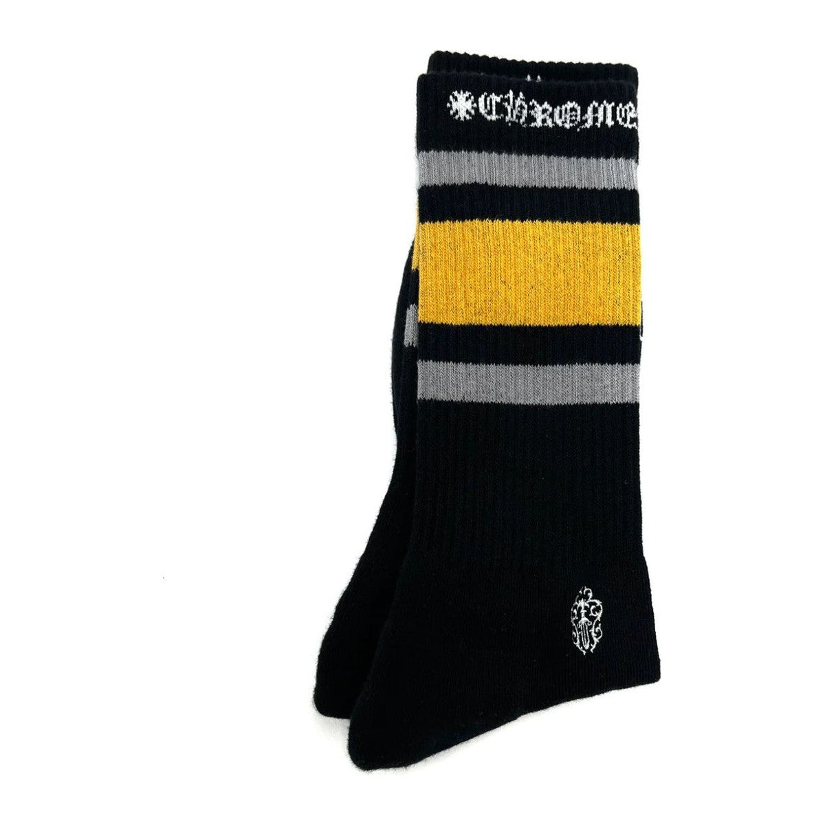 Chrome Hearts Stripe Socks Yellow/Grey/Black