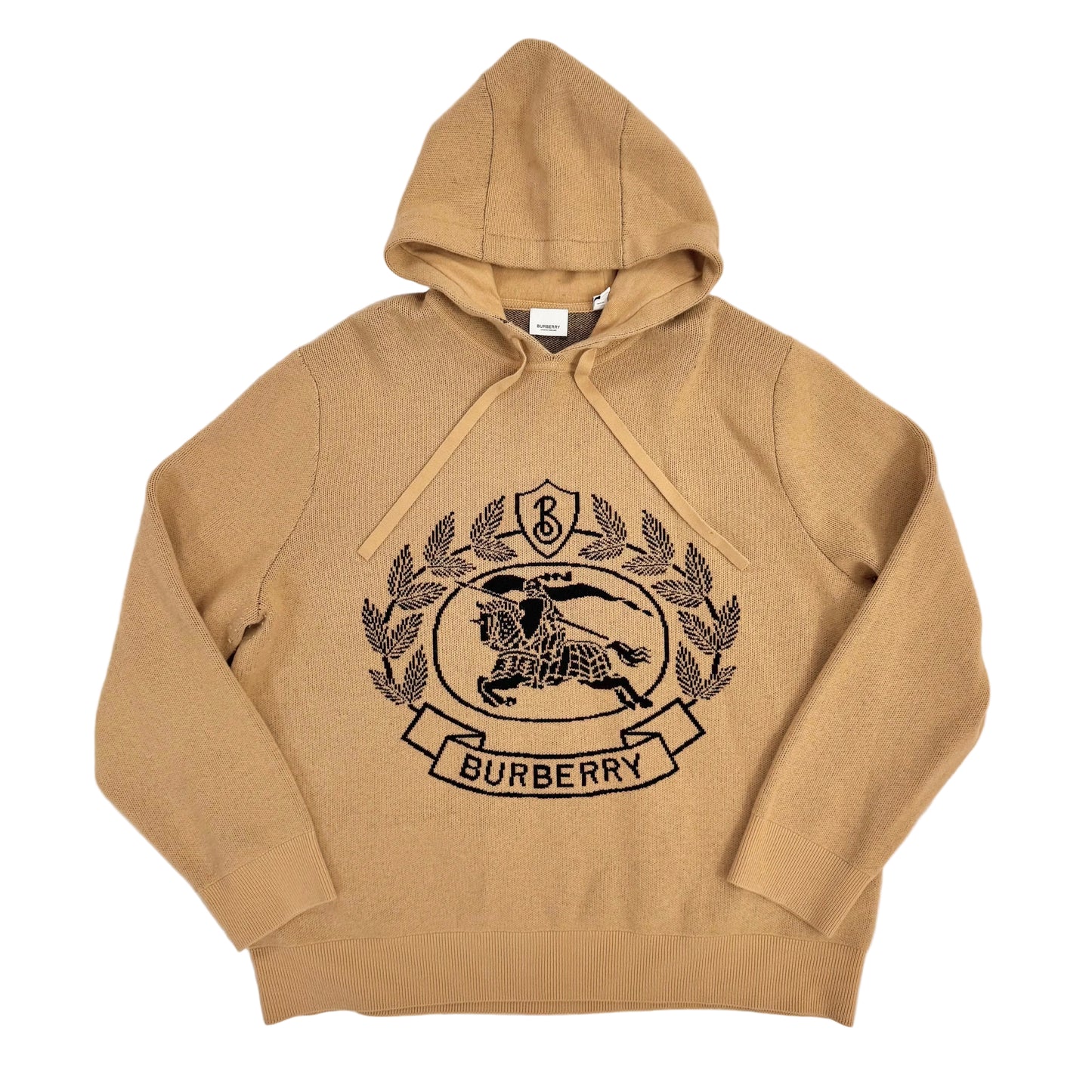 Burberry Laurel Logo Hooded Knit ‘Camel’ (Pre-Owned)