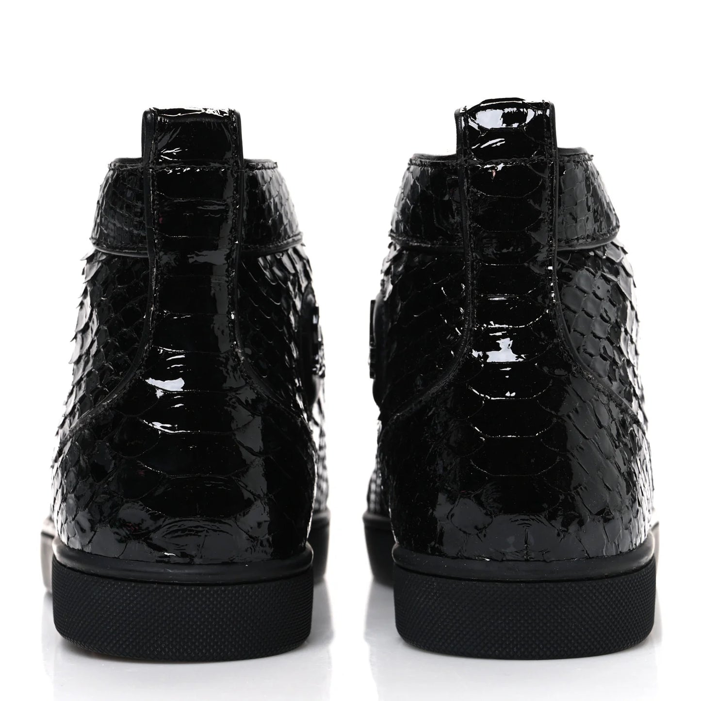Christian Louboutin Patent Snakeskin Louis Flat Sneakers Black