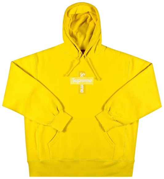 Supreme Cross Box Logo Hooded Sweatshirt 'Lemon'