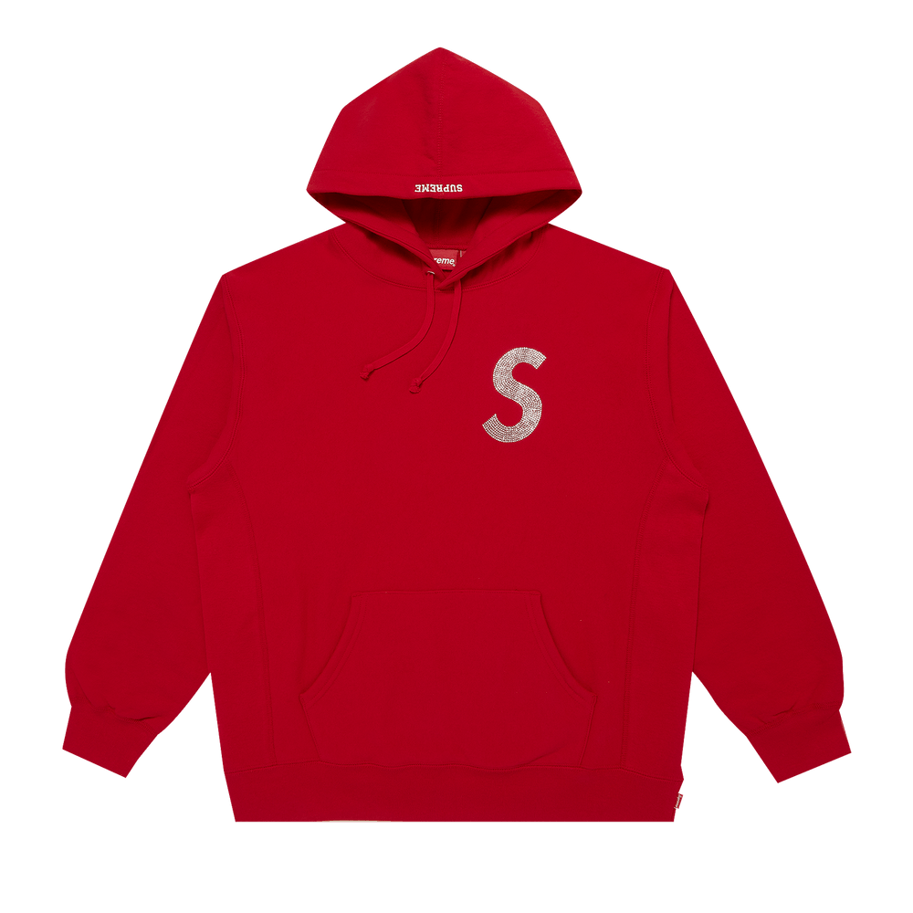 Supreme x Swarovski S Logo Hooded Sweatshirt 'Red'
