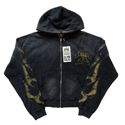 Vale Forever Black Reborn Waffle Zip Up Hoodie Valley Dreams