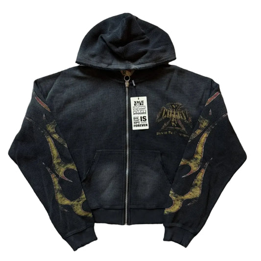 Vale Forever Black Reborn Waffle Zip Up Hoodie Valley Dreams