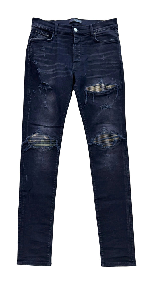 Amiri MX1 Camo Patch Jeans Aged Black (Pre-Owned)