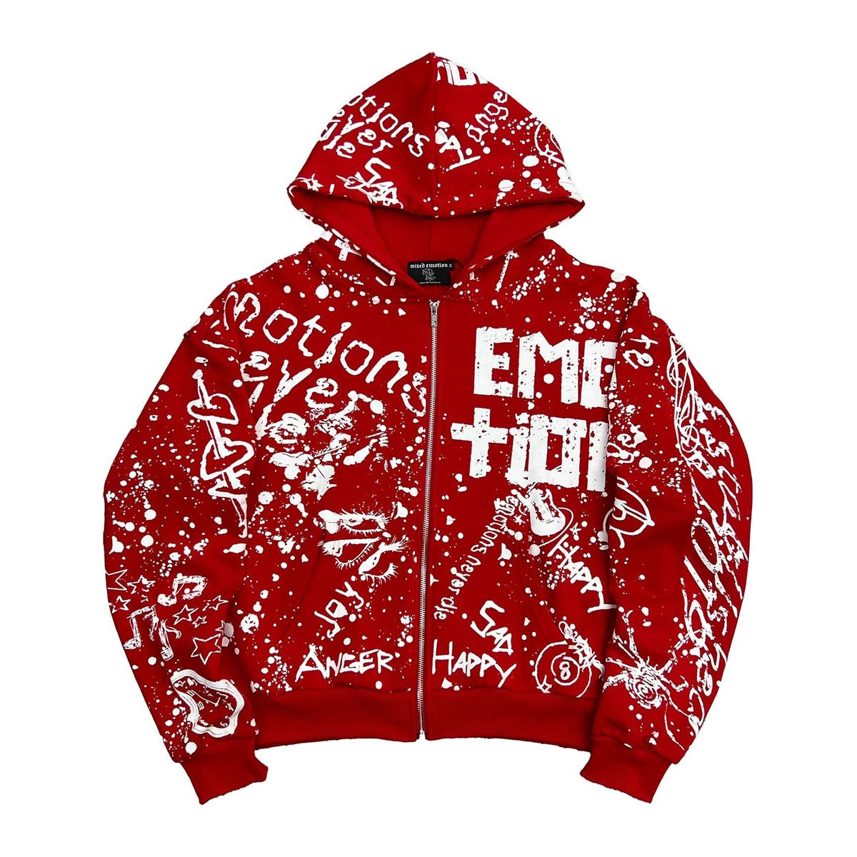 Mixed Emotion Red Graffiti Hoodie