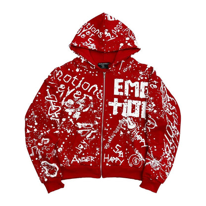 Mixed Emotion Red Graffiti Hoodie