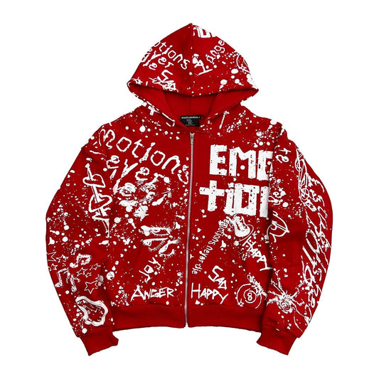 Mixed Emotion Red Graffiti Hoodie