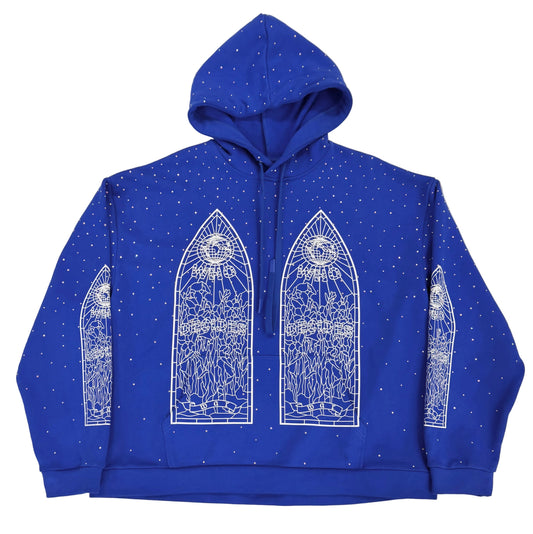 Who Decides War Rhinestone Hooded Pullover Blue (Pre-Owned)