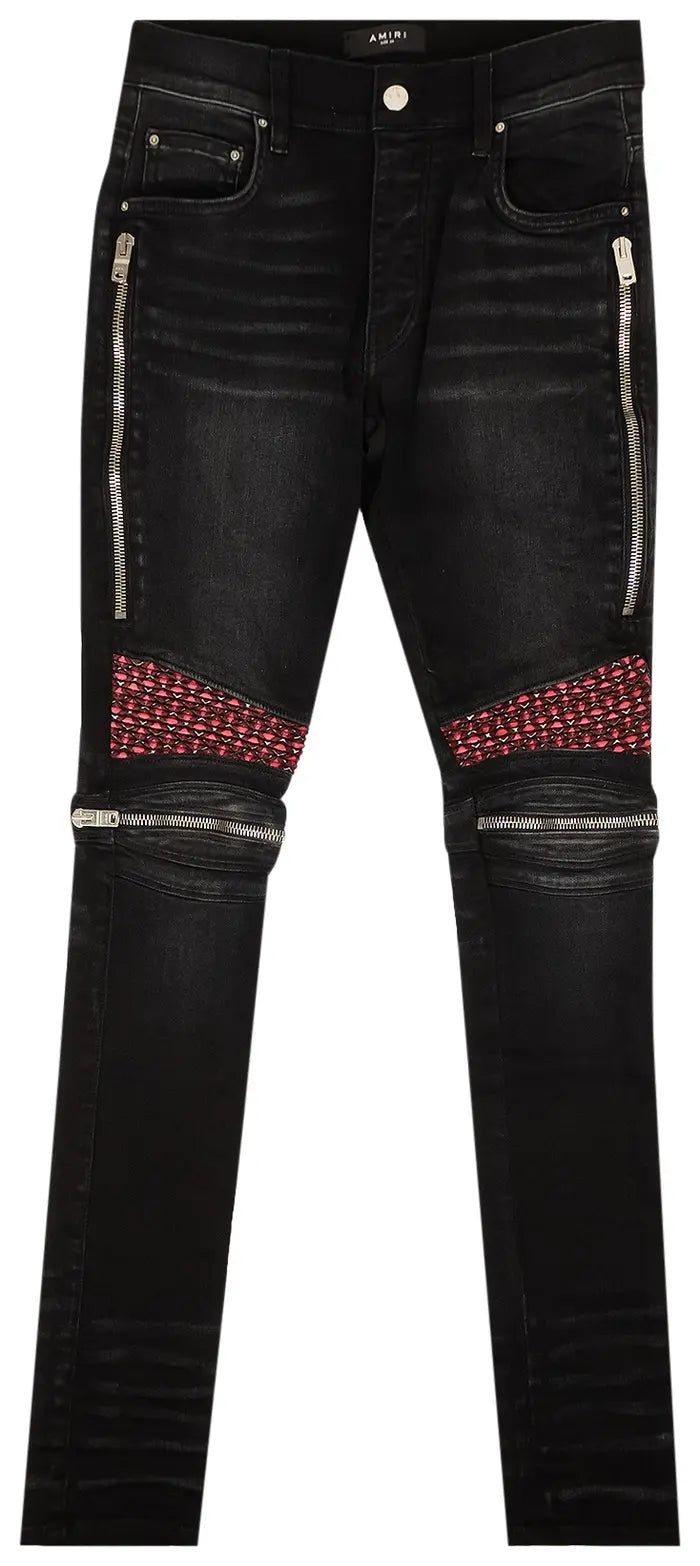 Amiri Pink Velvet PJ MX2 Skinny Jeans 'Black'