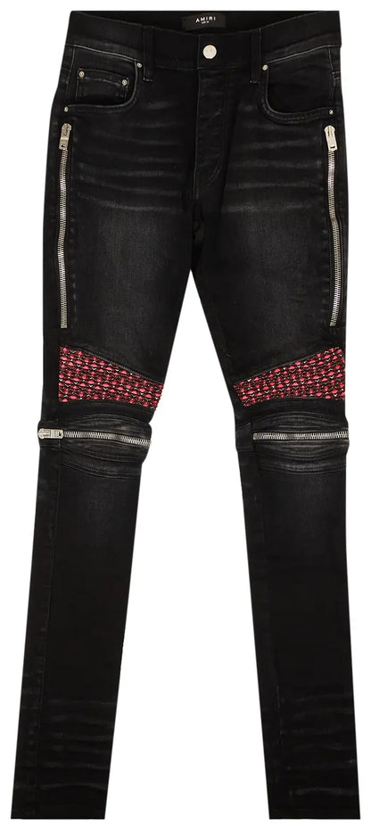 Amiri Pink Velvet PJ MX2 Skinny Jeans 'Black'