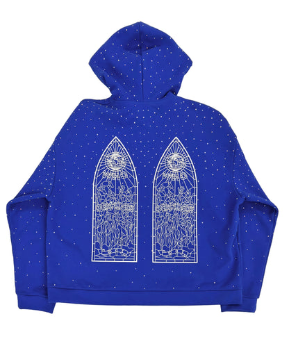 Who Decides War Rhinestone Hooded Pullover Blue (Pre-Owned)