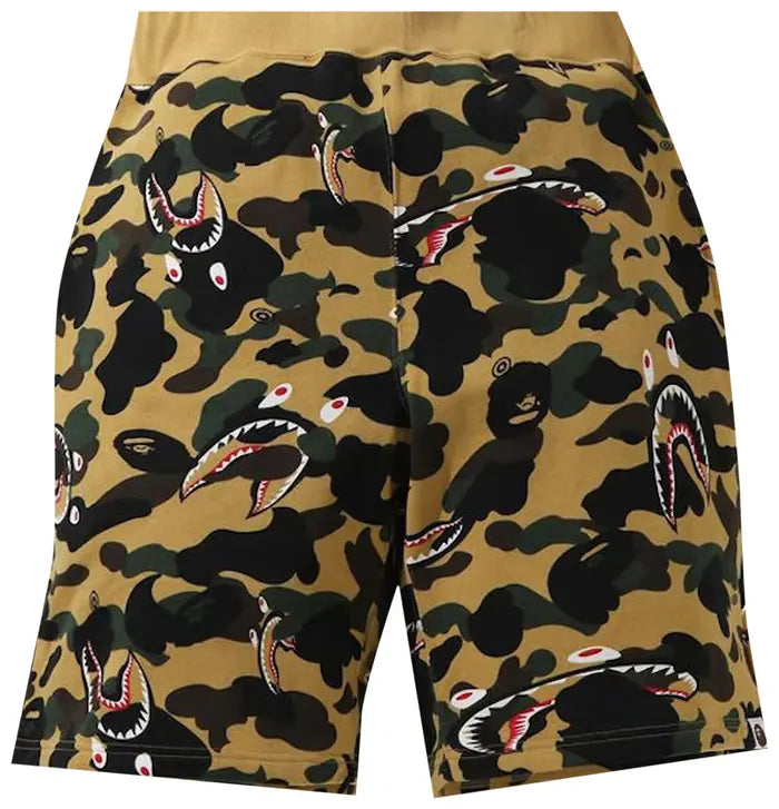 Bape Shark 1st Camo Wide Sweatshort 'Yellow'