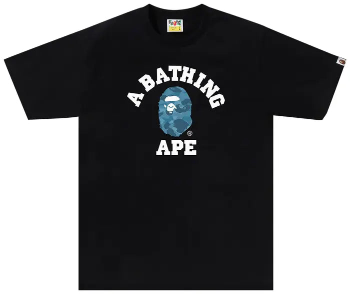 Bape Honeycomb Camo College Tee 'Black/Blue'