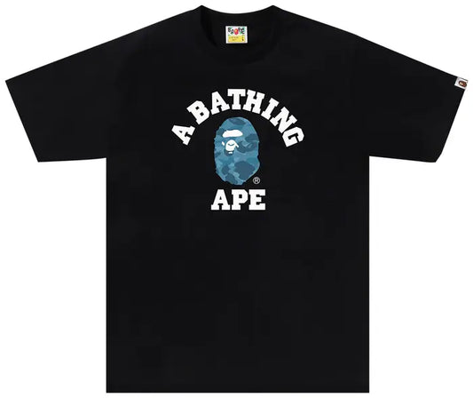 Bape Honeycomb Camo College Tee 'Black/Blue'