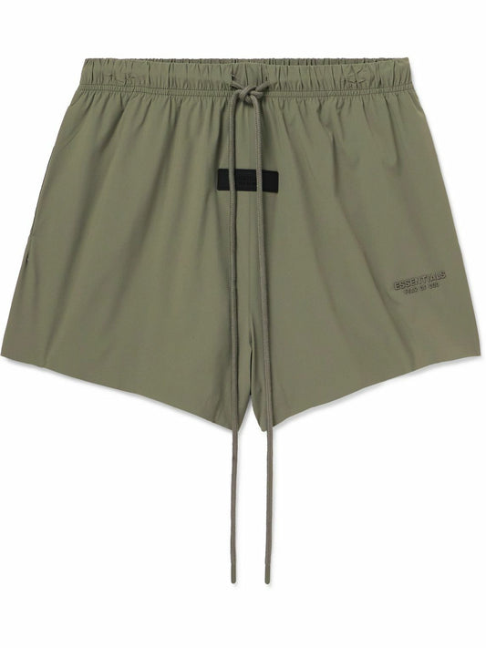 Fear Of God Essentials Straight Leg Logo Appliquéd Shell Drawstring Shorts 'Green'