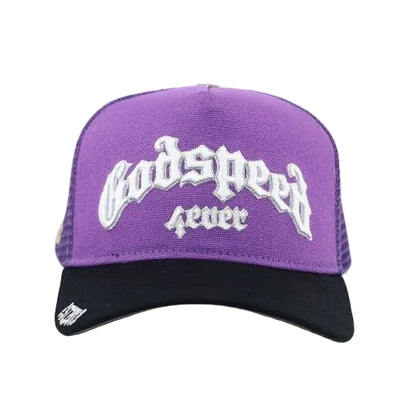 Godspeed Forever Trucker Hat (Purple/Black) - front view