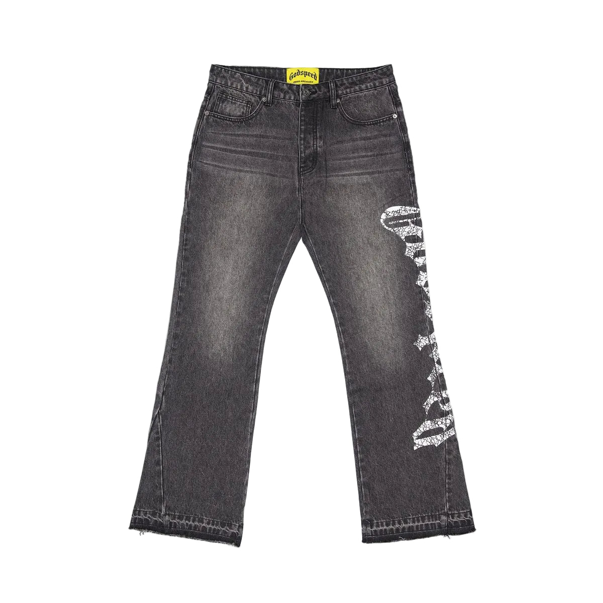 Godspeed OG Logo Flared Denim Jeans (Grey Wash)