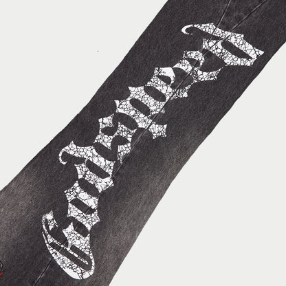 Godspeed OG Logo Flared Denim Jeans (Grey Wash)