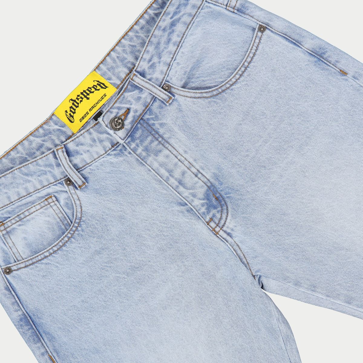 Godspeed OG Logo Flared Denim Printed Jeans (Blue)