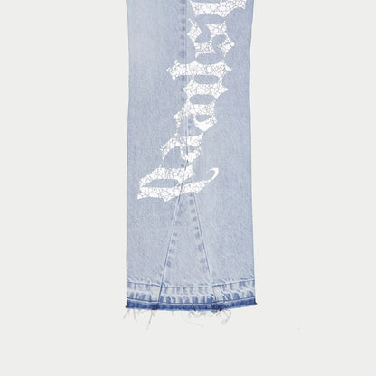 Godspeed OG Logo Flared Denim Printed Jeans (Blue)