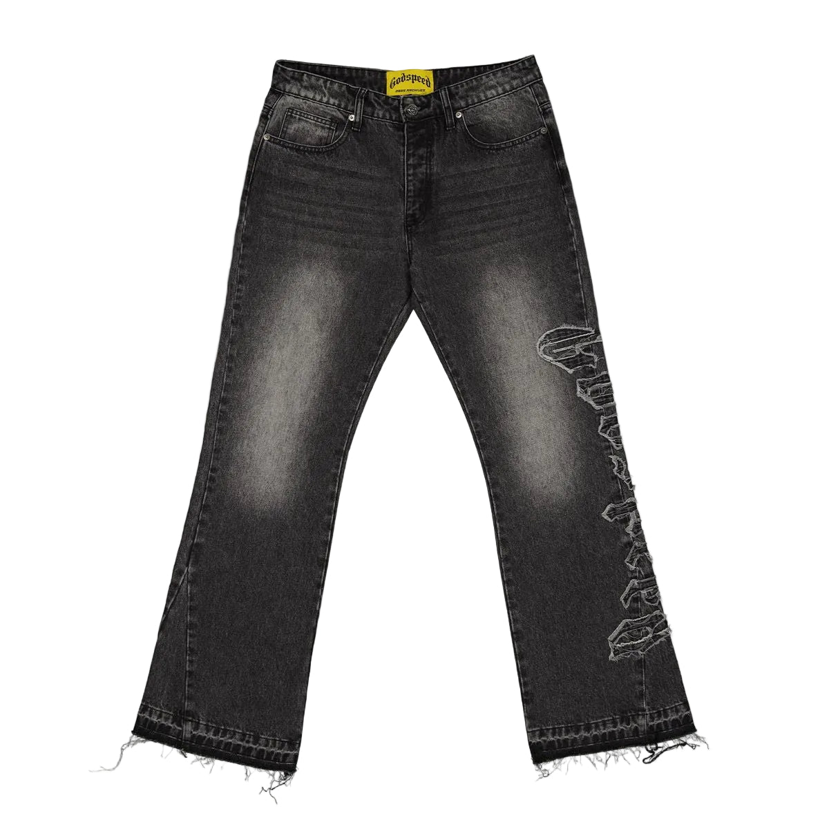 Godspeed OG Logo Flared Denim Stitched Jeans (Grey Wash)