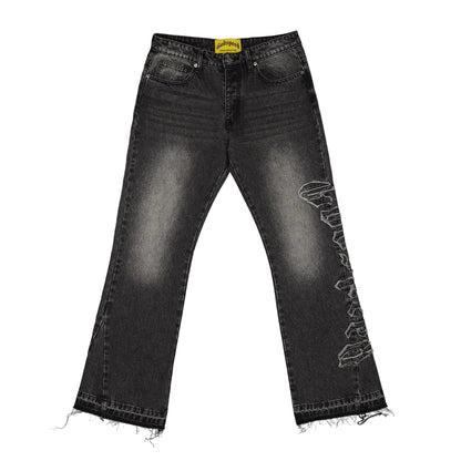 Godspeed OG Logo Flared Denim Stitched Jeans (Grey Wash)