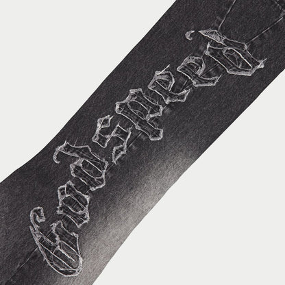 Godspeed OG Logo Flared Denim Stitched Jeans (Grey Wash)