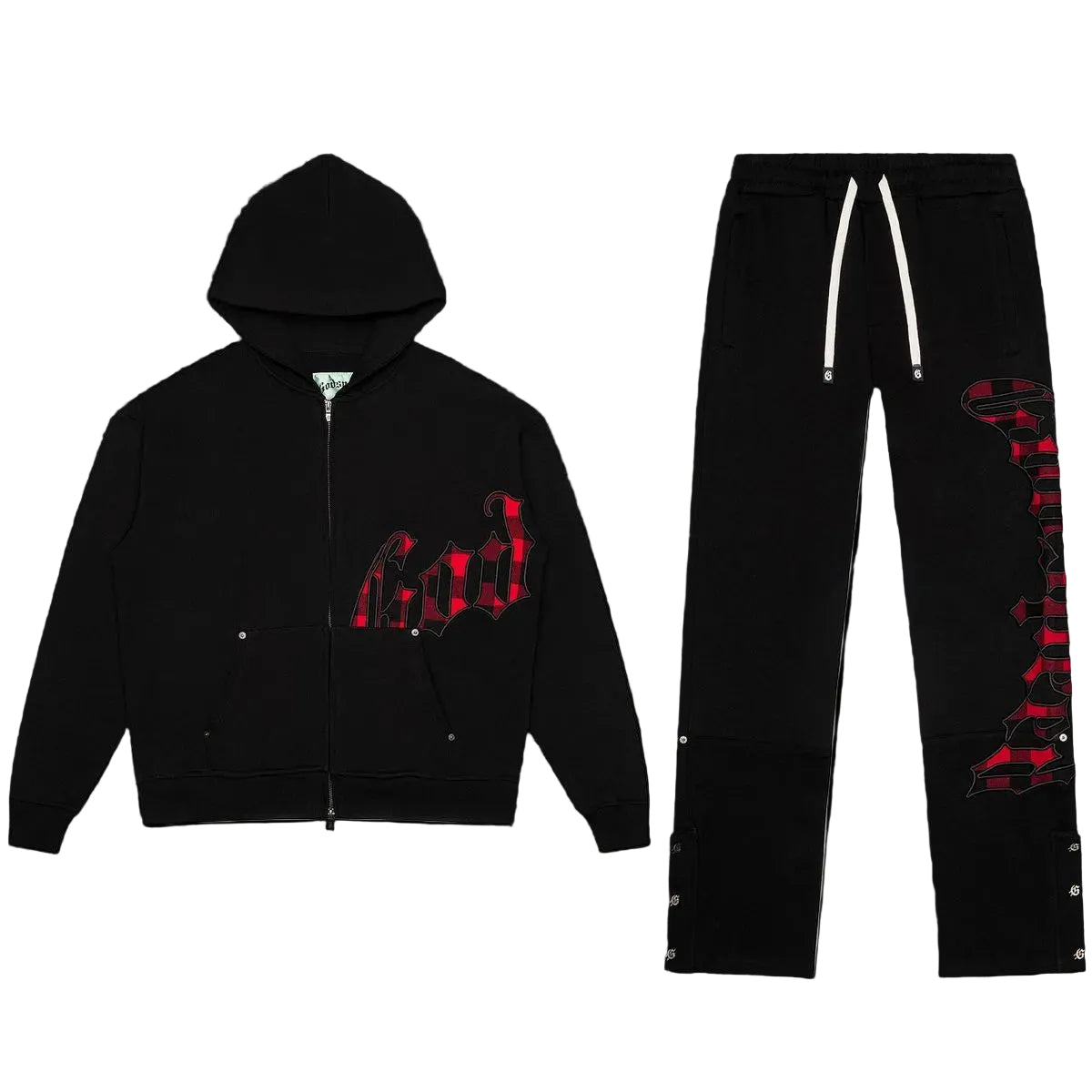 Godspeed OG Logo Sweatsuit (Black Red Plaid) 