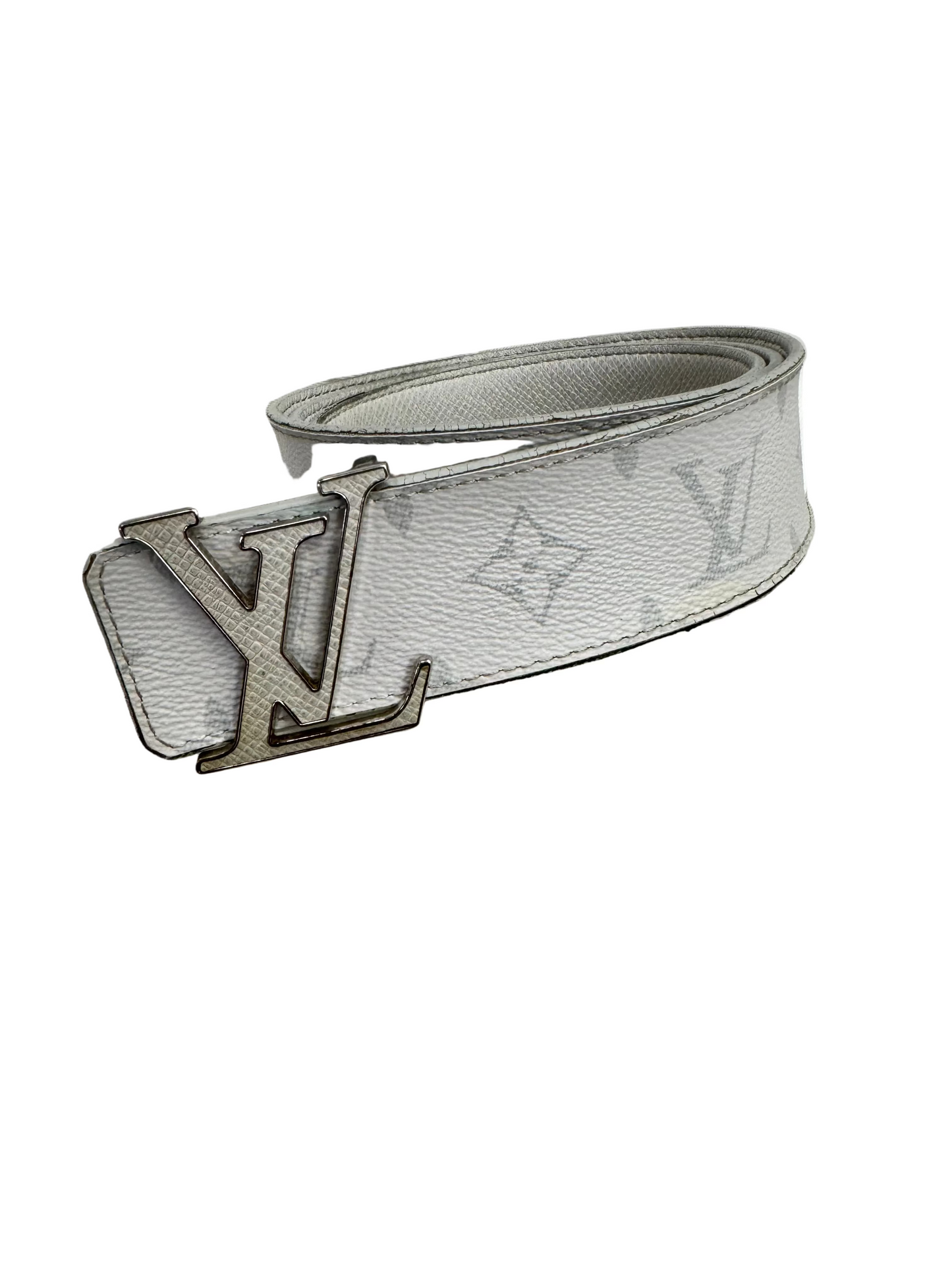Louis Vuitton LV Initiales Reversible Belt Monogram Eclipse Taiga 95/38 White (Pre-Owned)