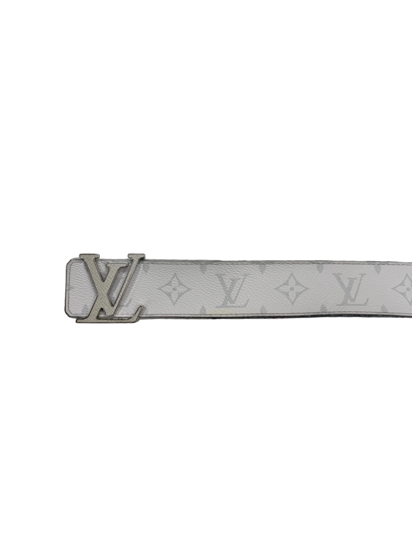 Louis Vuitton LV Initiales Reversible Belt Monogram Eclipse Taiga 95/38 White (Pre-Owned)