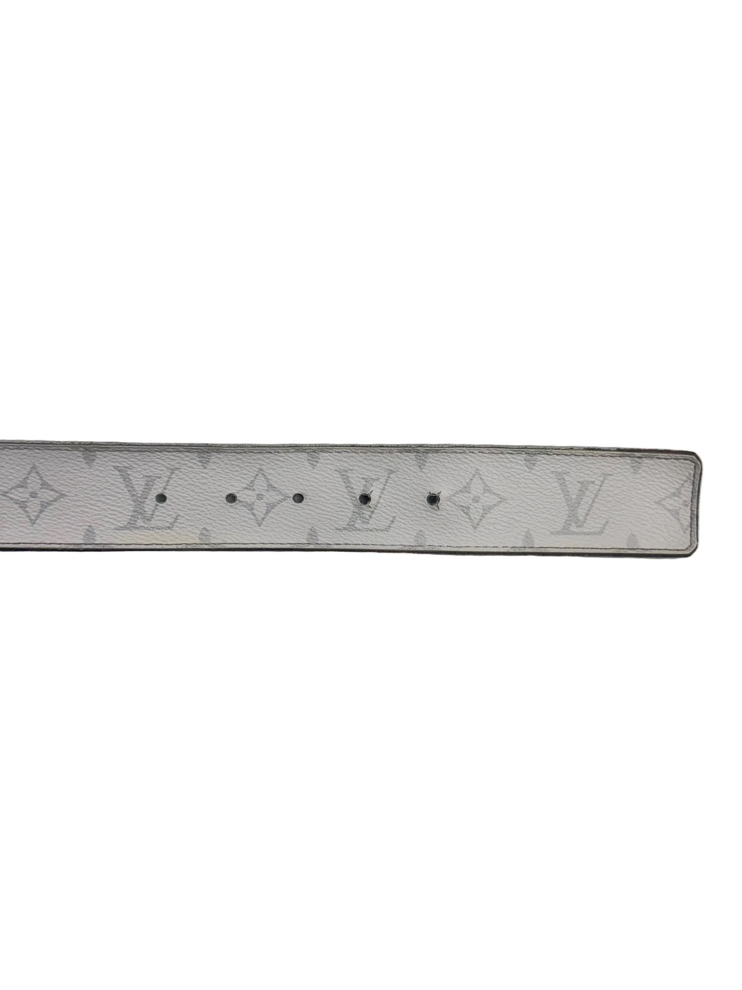 Louis Vuitton LV Initiales Reversible Belt Monogram Eclipse Taiga 95/38 White (Pre-Owned)