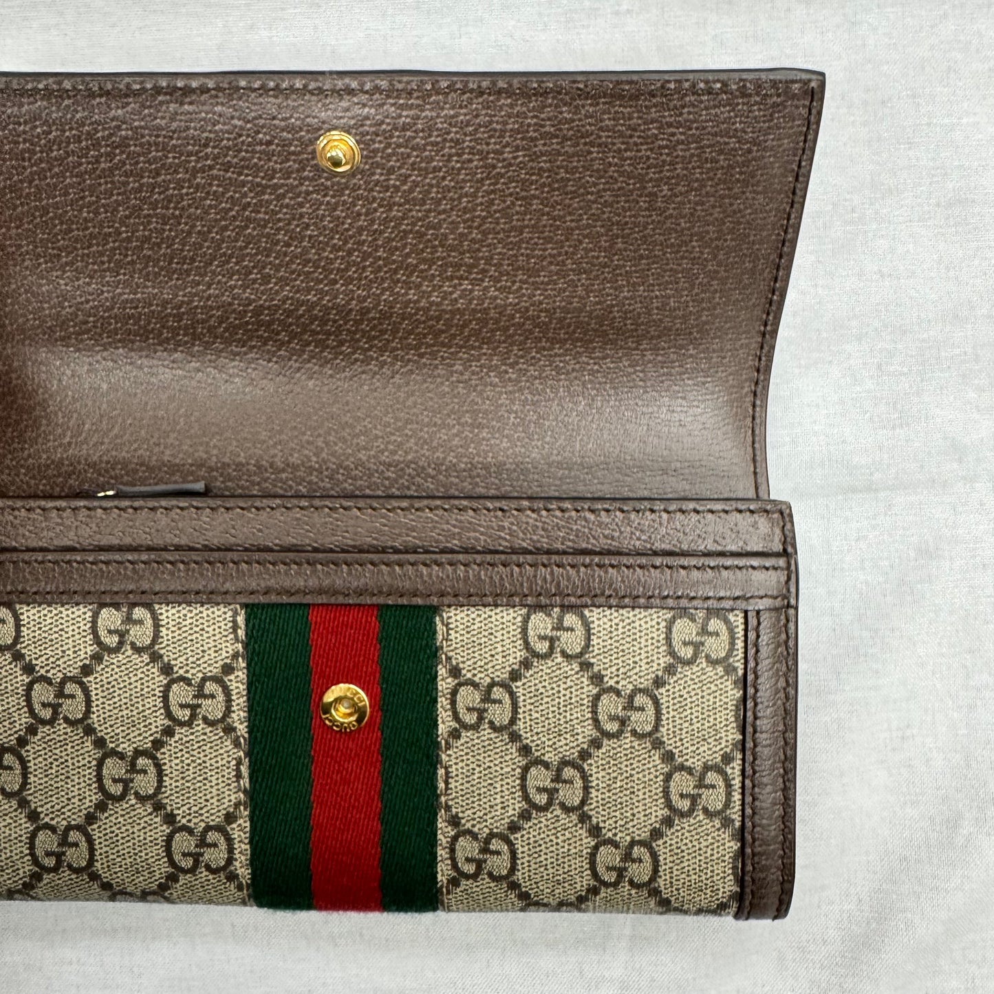Gucci Ophidia Continental Wallet GG Web Beige/Ebony (Pre-Owned)