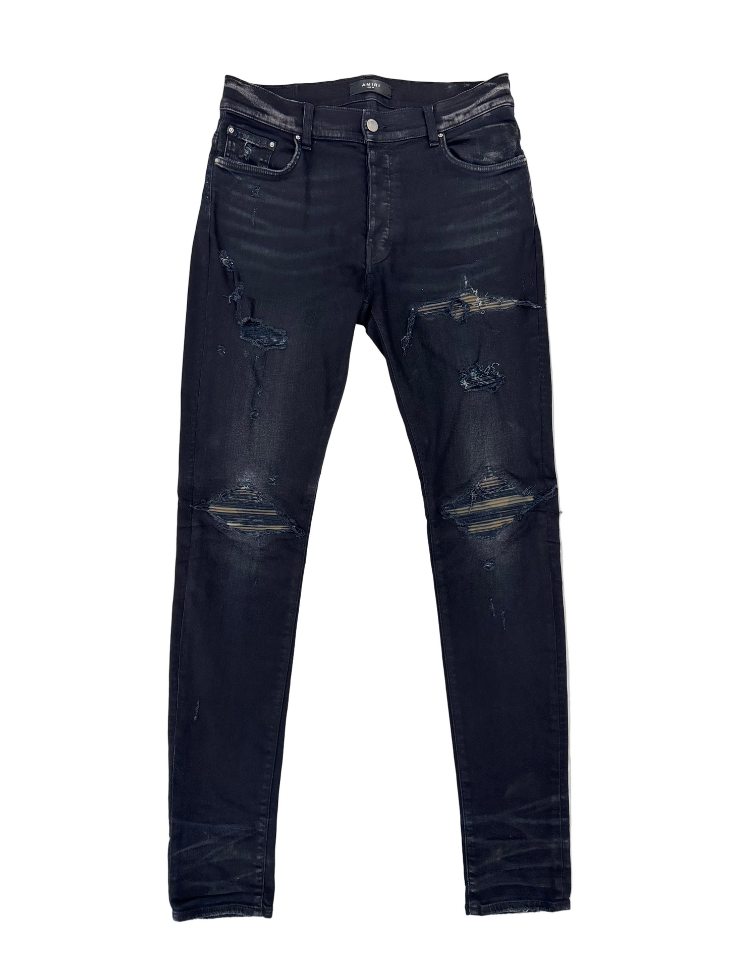 Amiri 'Aged Black Camo Patch MX1' Jeans (Pre-Owned)