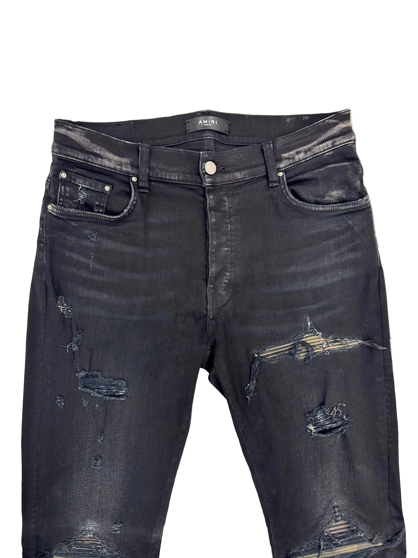 Amiri 'Aged Black Camo Patch MX1' Jeans (Pre-Owned)