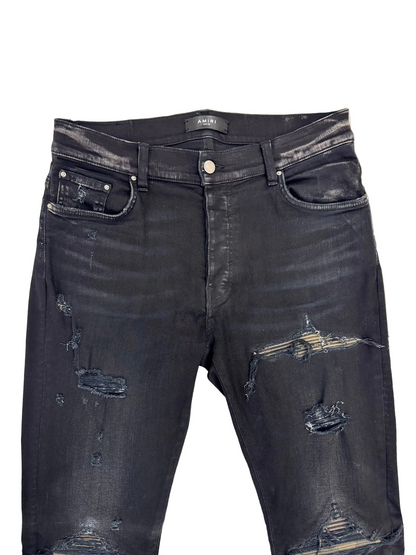 Amiri 'Aged Black Camo Patch MX1' Jeans (Pre-Owned)