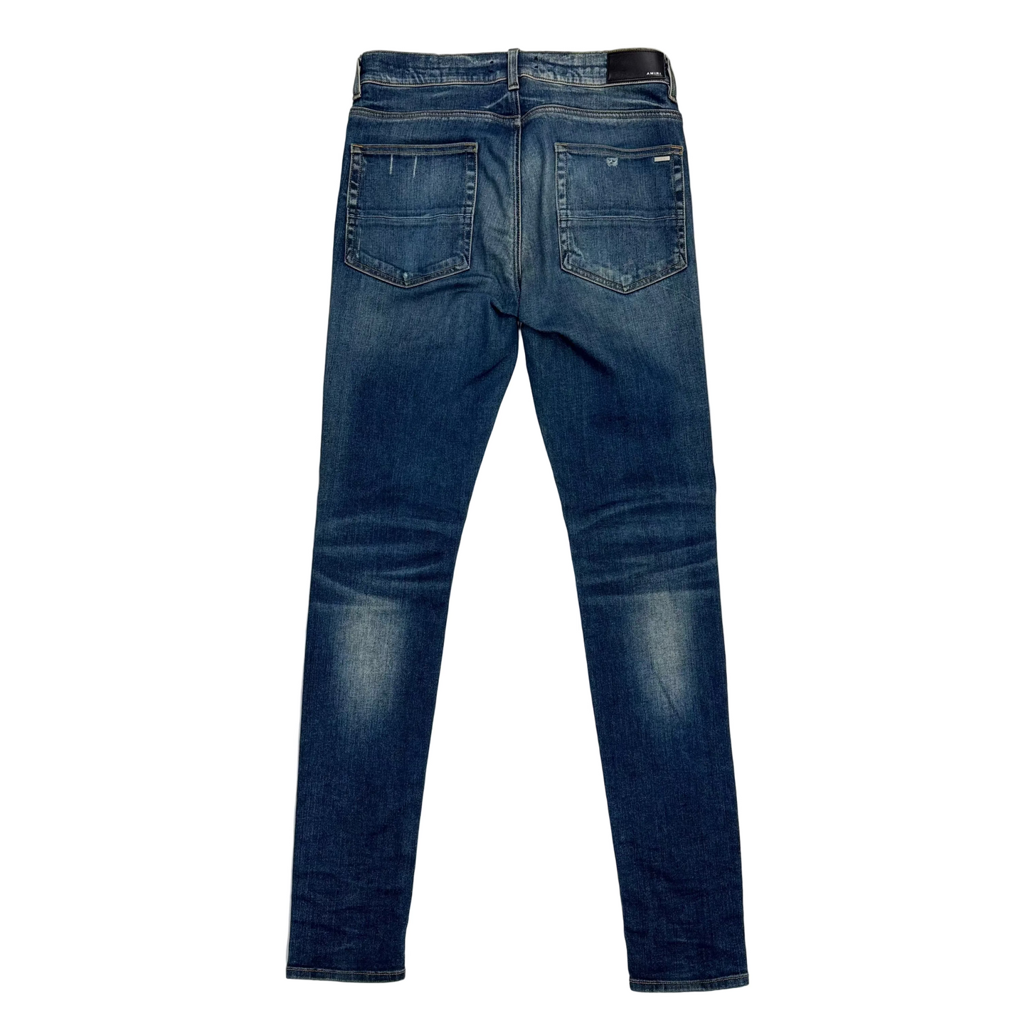 Amiri 'Blue' Black Patch MX1 Distressed Skinny Jeans (Pre-Owned)