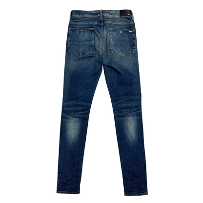 Amiri 'Blue' Black Patch MX1 Distressed Skinny Jeans (Pre-Owned)