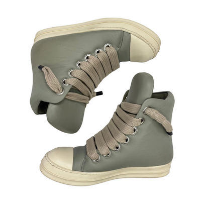 Rick Owens Hollywood Jumbolace Leather Celadon / milk High Top (Pre-Owned)