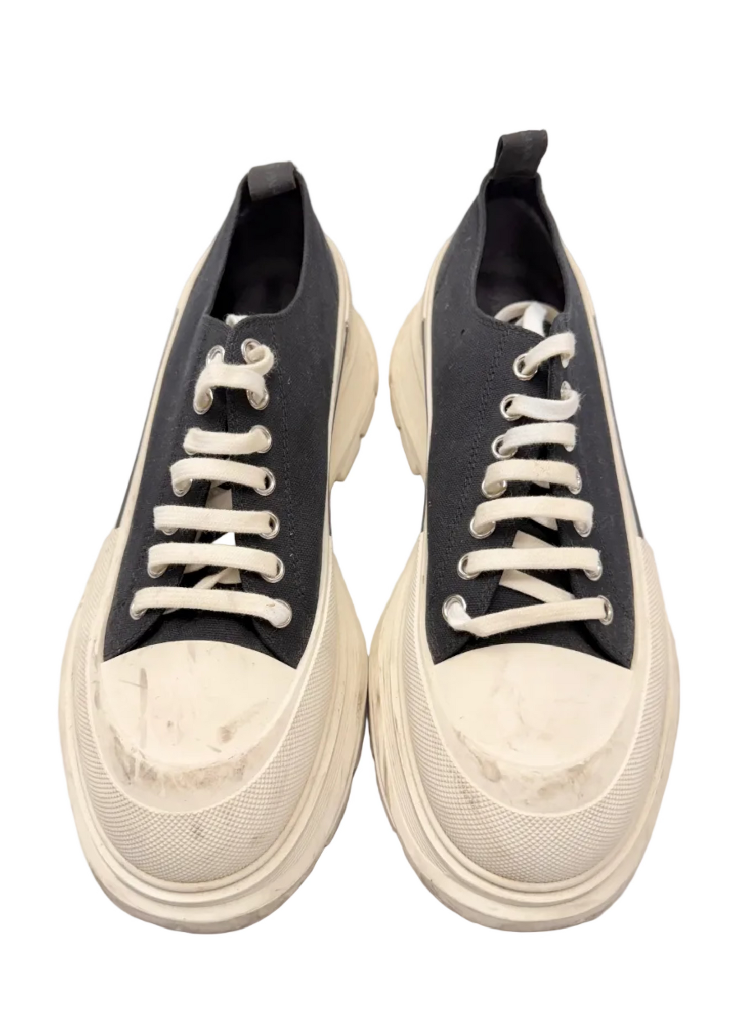 Alexander McQueen Wmns Tread Slick Lace Up 'Black White' (Pre-owned)