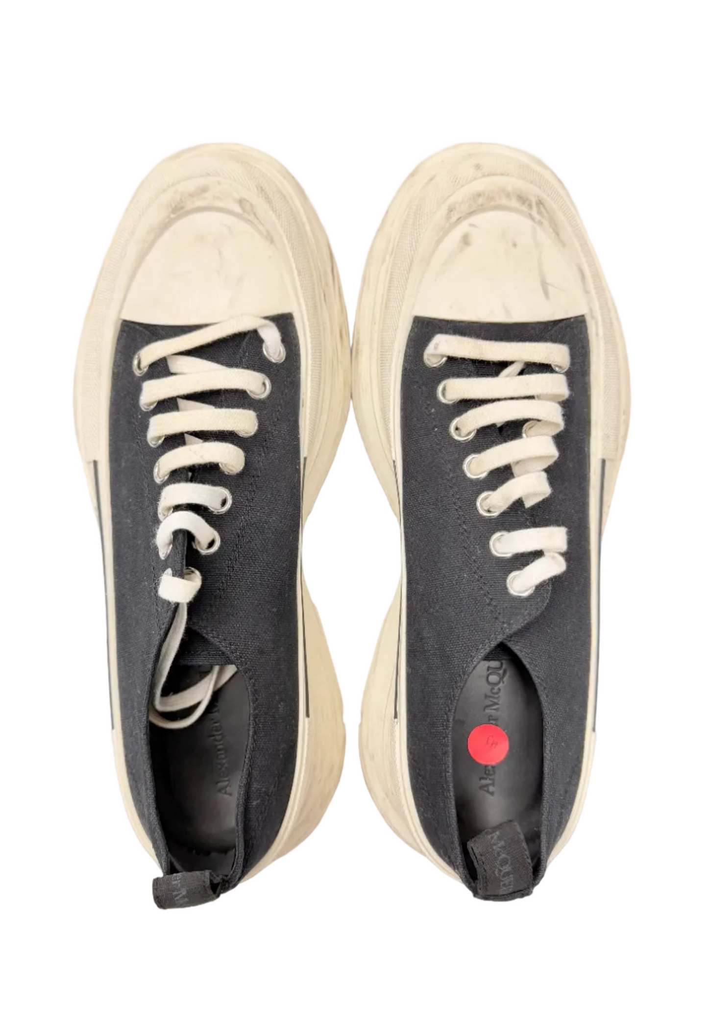 Alexander McQueen Wmns Tread Slick Lace Up 'Black White' (Pre-owned)