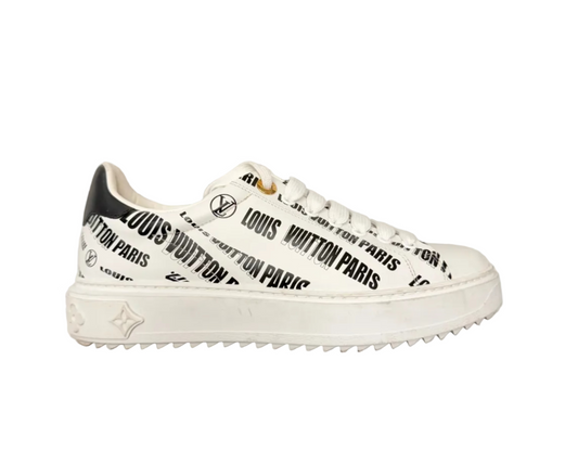 Louis Vuitton Squad Low Allover Print Graphic Signature Leather Black White (Women's) (Pre-owned)