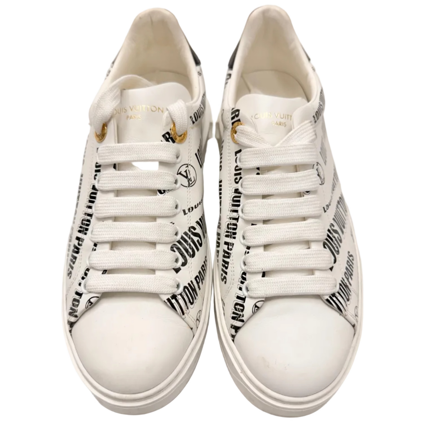 Louis Vuitton Squad Low Allover Print Graphic Signature Leather Black White (Women's) (Pre-owned)