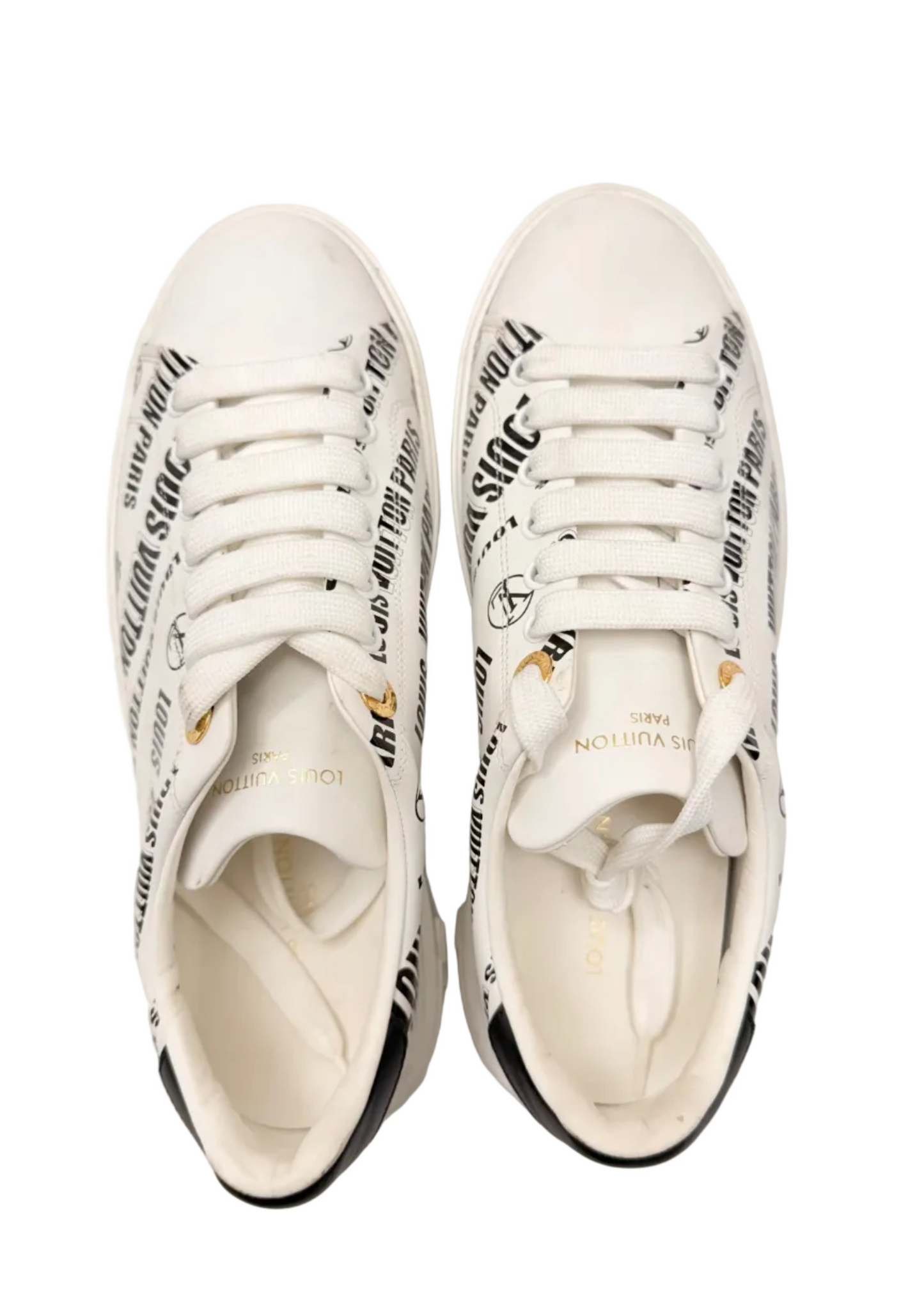 Louis Vuitton Squad Low Allover Print Graphic Signature Leather Black White (Women's) (Pre-owned)