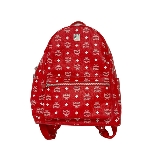 MCM Stark Side Studs Backpack 'Visetos Monogram Candy Red' (Pre-Owned)