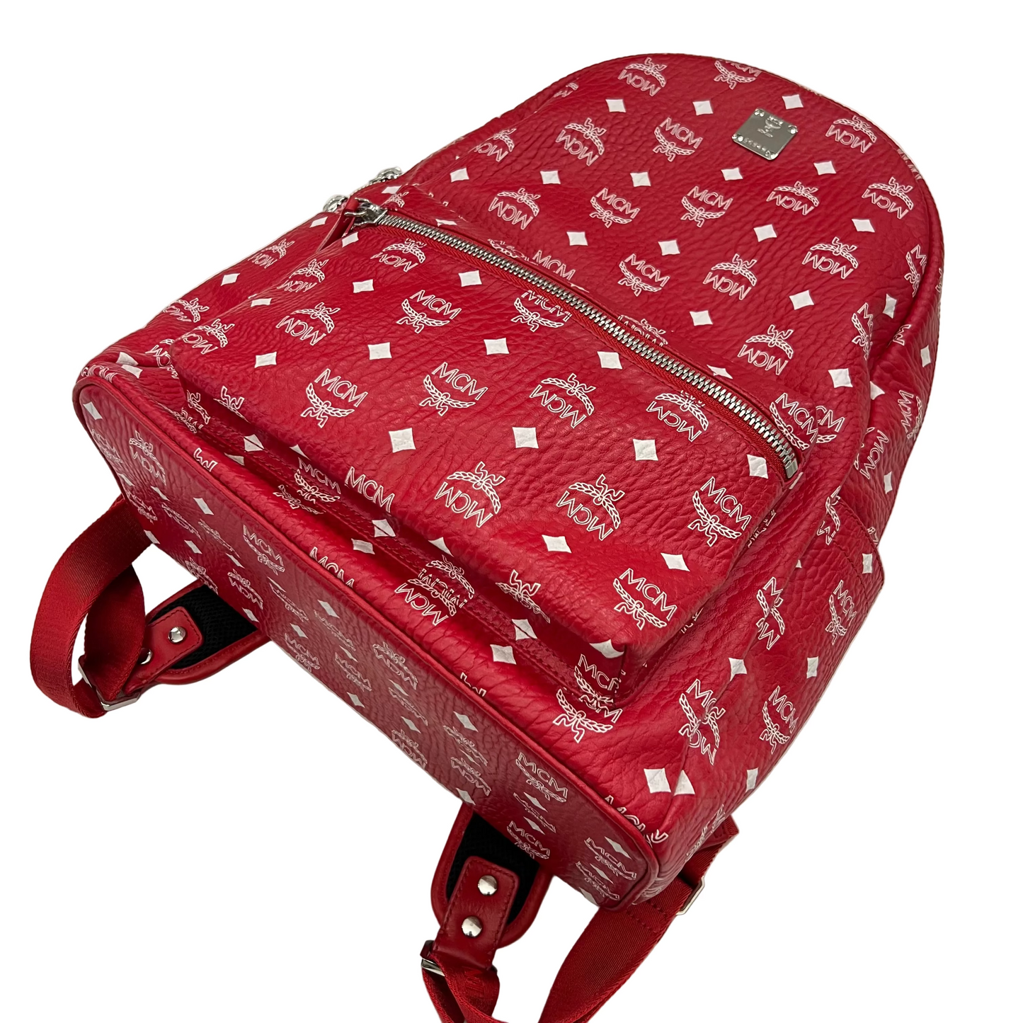 MCM Stark Side Studs Backpack 'Visetos Monogram Candy Red' (Pre-Owned)