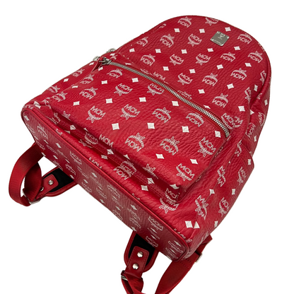 MCM Stark Side Studs Backpack 'Visetos Monogram Candy Red' (Pre-Owned)